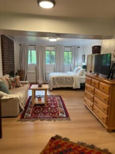 professional interior painting and flooring installation completed together in a modern living room